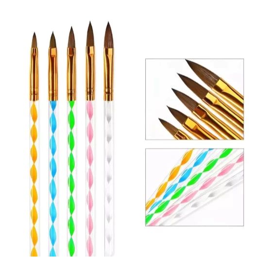 KIT 5 PINCEIS D&Z COLORIDO PARA ACRILICO 2-4-6-8-10