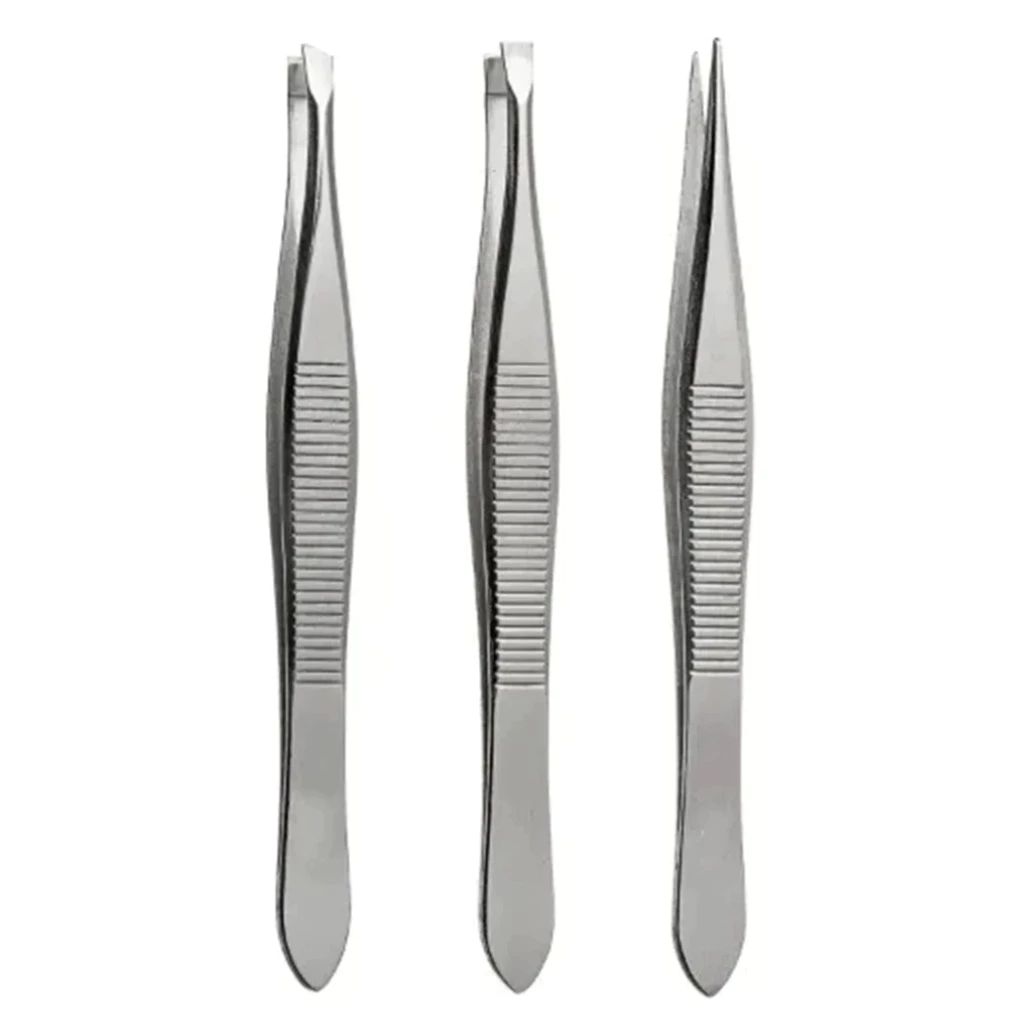 kit de 3 pinças para sobrancelhas 