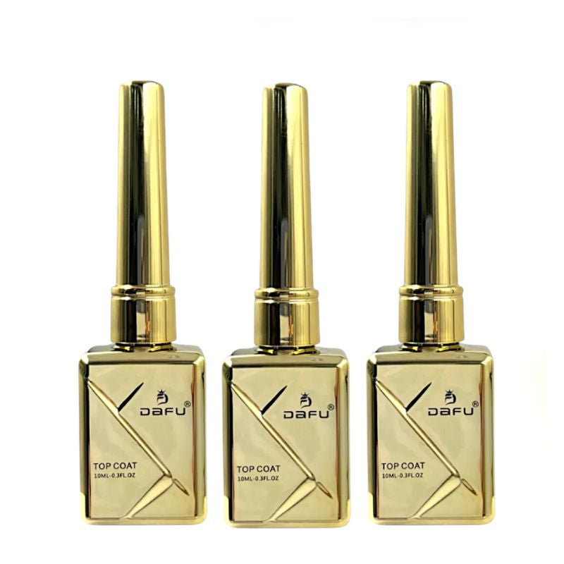 foto com 3 frascos do top coat dafu de 10 ml 